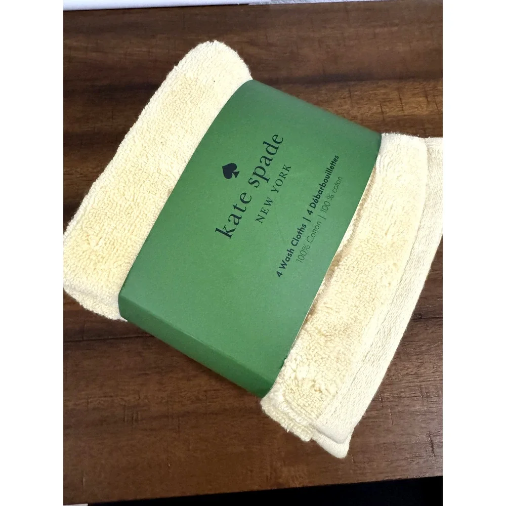 Kate Spade New York Set of 4 Wash Cloths 100% Cotton Yellow 13